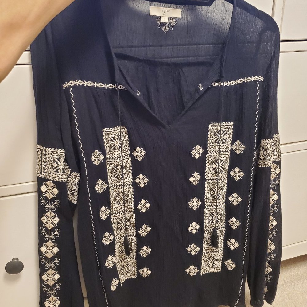 NWOT - Joie black boho long sleeve blouse size S